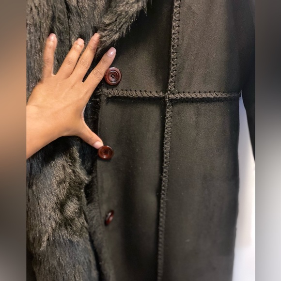 Brown Nine West suede faux fur lined long coat - Picture 5 of 6